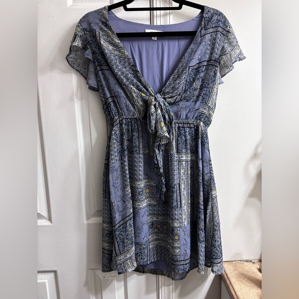 Elegant Blue Patterned Dress